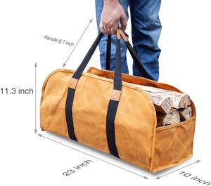 Sac de transport pliable en toile imperméable robuste de 40 kg pour bûches, grande capacité, pour le stockage du bois de chauffage - Vente en gros - Product Image 6