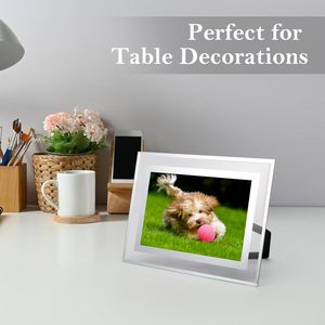 Minimalist 6inch Transparent Silver Glass Crystal Photo <b>Frame</b> for Wedding Display Creative Rectangle Glass Crystal Picture <b>Frame</b> - Product Image 6