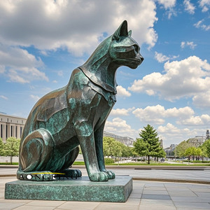Statue de chat égyptien Statue de chat artisanale en <span class=keywords><strong>bronze</strong></span> Statue d'animaux de compagnie en laiton grandeur nature - Product Image 2