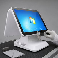 Terminal POS Intel Core i5 Generasi ke-3 Layar Ganda 15,6 Inci 4GB 64GB SSD Printer 58mm Putih Sistem Kasir Ritel