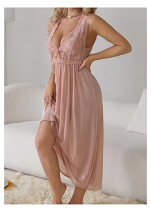 Kadın uzun tarzı iki parçalı pijama Set seksi gecelik elastik bel kapatma ile yaz için - Product Image 4