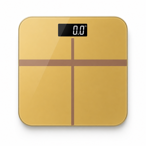 Balance connectée numérique dorée en verre trempé avec écran LED dissimulé pour salle de bain de luxe et bien-être personnel - Product Image 1