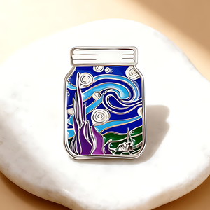 Nouvelle collection : Émail antique Van Gogh Nuit étoilée en alliage de zinc plaqué nickel noir – Souvenir créatif pour artistes, mode, sport et amour - Product Image 5