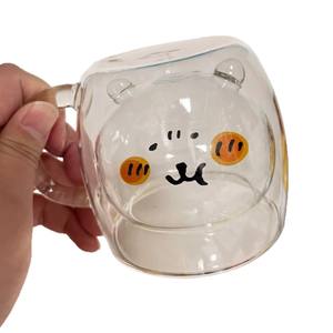 Gobelet à eau isolé à double paroi en verre borosilicate de haute qualité, design moderne, couleur unie, avec poignée, pour adultes, usage domestique - Product Image 5