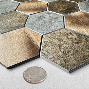Offre Spéciale usine sortie hexagone or auto-adhésif mosaïque <span class=keywords><strong>carrelage</strong></span> peler et coller dosseret pour cuisine <span class=keywords><strong>salle</strong></span> <span class=keywords><strong>de</strong></span> <span class=keywords><strong>bain</strong></span> salon - Product Image 3