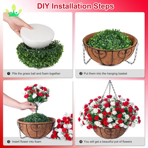 Artificial Hanging Flower Basket Silk Hanging Flower Colorful Daisy with Coconut Lining Basket for Courtyard Spring <strong>Summer</strong> <strong>Decor</strong> - Product Image 3