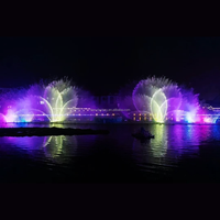 Fontaine musicale extérieure personnalisée avec lumières LED laser, construction en acier inoxydable, design de luxe pour hôtels et événements