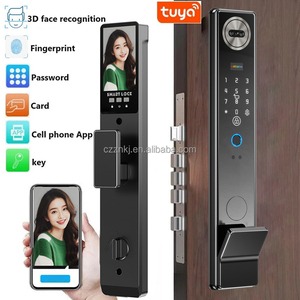 इलेक्ट्रॉनिक 3 डी फेस रिकग्निशन लकड़ी दरवाजा एल्यूमीनियम स्मार्ट डोर लॉक स्वचालित डिजिटल फिंगरप्रिंट ट्यूया वाईफाई कैमरा - Product Image 1
