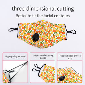 High Quality Breathable Pure Cotton Wholesale washable 100% Cotton Mask orange Reusable <strong>Nose</strong> Clip Filter Pocket OEM/ODM - Product Image 5