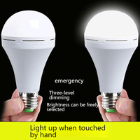 Nouvelle ampoule LED rechargeable d'urgence Gatetop pour camping, 7W, 100-240V, 700LM, IP20, contrôle tactile, 3 modes de gradation, batterie 1500mAh, lumière chaude 6