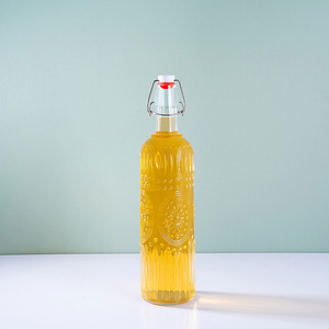 Wholesale Custom Kombucha Fermentation Flip Top Bottle 500ml 750ml 1l Empty Glass Swing Top Glass Bottles With Airtight Lid