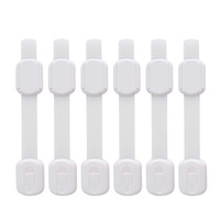 Loquets à sangle pour tiroir réfrigérateur toilettes armoire de sécurité pour enfants épreuvage 6 Pack serrures d'armoire à l'épreuve des enfants avec adhésif réglable