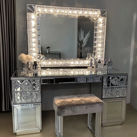 Miroir lumineux LED moderne réglable et mobile, directement de l'usine, avec panneau en contreplaqué de chêne, meuble de chambre à coucher pour la maison