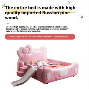 Cuna multifunción JINS con diseño de madera maciza, cama con tobogán y escaleras, casa para niños, castillo con barandilla de seguridad - Product Image 2