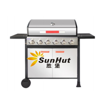 Haute température pour barbecue en plein air Six brûleurs portable barbecue