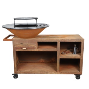 <span class=keywords><strong>Table</strong></span> <span class=keywords><strong>de</strong></span> barbecue d'extérieur robuste en acier Corten rouillé, brasero et <span class=keywords><strong>plancha</strong></span>, très demandée - Product Image 2
