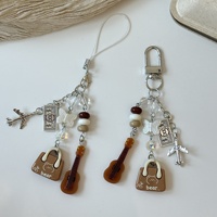Pendentif porte-clés violon rétro style coréen inspiré d'Instagram, breloque de téléphone, breloque de sac avion et billet de banque en alliage