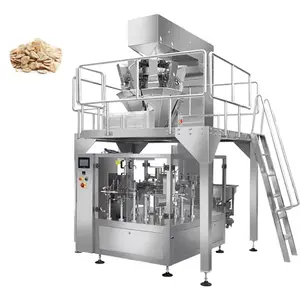 Multihead giratório de pesagem Ziplock pré-fabricado, máquina de selagem e embalagem de café, grãos de café e farinha para lanches, doypack, máquina de selagem e embalagem pré-fabricada