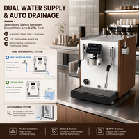 Machine à café expresso commerciale électrique à double chaudière, avec jauge de température, mousseur à lait, réservoir d'eau et dosage de poudre de café