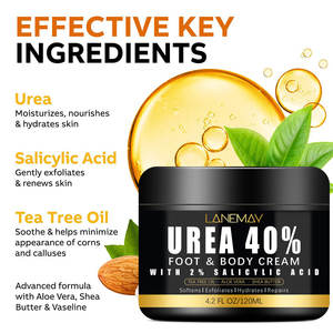 Removedor de callos hidratante profundo de etiqueta privada, <span class=keywords><strong>crema</strong></span> de <span class=keywords><strong>urea</strong></span> 40% para pies, manos y cuerpo para pies más ácido salicílico 2% ácido hialurónico - Product Image 3