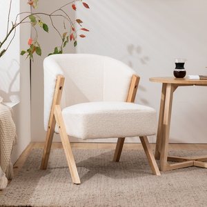 Nordic Wooden Solid Wood Three-Piece <strong>Balcony</strong> <strong>Table</strong> Chair &amp; Lazy Sofa &amp; Bedroom Makeup Stool Set Cream Style - Product Image 2