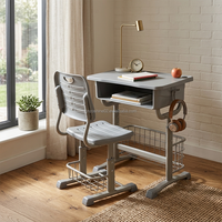 Zoshine - Conjunto de Escritorio y Silla Escolar Individual Moderno, Ecológico, de Plástico PP, Ajustable en Altura, Mesa y Asiento para Estudiantes