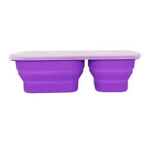 Contenitore di alimento Pieghevole Pieghevole <span class=keywords><strong>2</strong></span> Vano Bambini da Asporto Microonde Scatola di Pranzo Del Silicone - Product Image 2