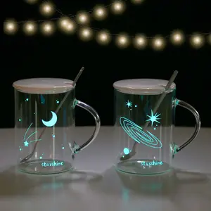 تصميم جديد مضيئة الإبداعية يتوهم الزجاج المياه أكواب بيد الحليب القهوة الشاي القدح كوب عصير زجاجي