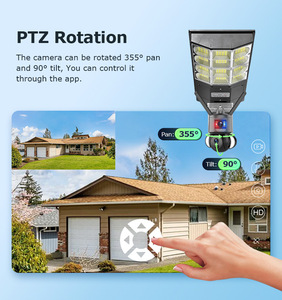 Luz de Rua Solar 100W com Câmera de Segurança Integrada Wi-Fi Sem Fio Visão Noturna AI à Prova d'Água Lente Dupla APP V380/V380pro 1 Ano - Product Image 3