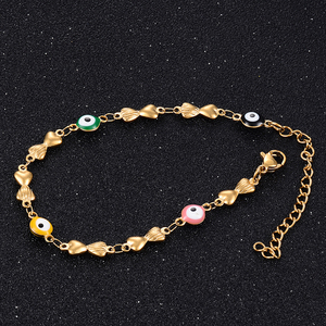 Gold Color Heart Hand <b>Chain</b> Women Enamel Eye Bracelet with 3mm <b>Extender</b> - Product Image 3