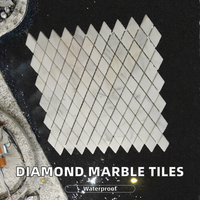 Mosaïque de marbre moderne en forme de losange, finition polie ou brute, pour murs, sols, extérieur et piscines
