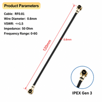 Kabel Pigtail Koaksial RF Generasi ke-3 IPEX ke Generasi ke-3 IPEX RF0.81 Micro Coax 8cm untuk Modul WiFi Antena PCB