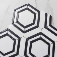 Noir et blanc couleur hexagone forme marbre pierre mosaïque salle de bain carrelage