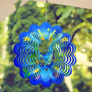 3D Hummingbird Art Deco Wind Chimes for Yard and Garden 12 Inch Multi Color Mandala Metal <b>Elephant</b> Outdoor - Product Image 4