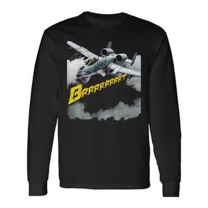 Camiseta de manga larga con gráfico de avión A-10 Warthog Jet - Product Image 1