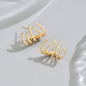 Trendy Claw Stud Earrings Bulk Wholesale Dainty Lab Diamond with <b>Copper</b> and Zircon <b>Anniversary</b> Jewelry Display - Product Image 4