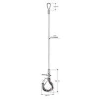 Meilleure qualité 1.0*250mm 304 assemblages de câbles métalliques en acier inoxydable avec boucle triangulaire et mousqueton