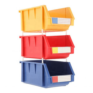 Portable stacking plastic warehouse storage bin for industrial