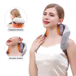 新产品电动无线颈部肩部按摩机指压颈部肩部热按摩器