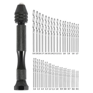 49pcs 0.5-3mm Hand Drill Set Broca De Liga De Alumínio Com Chuck Carpintaria Perfuração Rotary Hand Tool Set