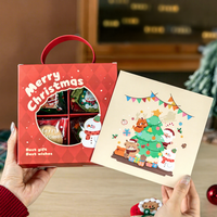 Boîte cadeau de Noël avec fenêtre et poignée, motif rouge, 4 compartiments, pour biscuits, bonbons, présentation de fêtes