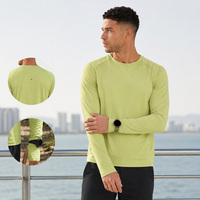 T-shirt à manches longues pour homme, col rond, protection solaire UPF50, séchage rapide, toucher frais, polyester, tee-shirt de sport pour la course à pied, la randonnée, les activités de plein air