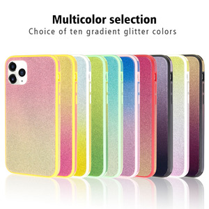 Venta caliente de lujo de moda Bling Glitter glass 3 en 1 caja del teléfono del color del gradiente para iPhone11 - Product Image 1