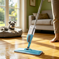 Mopa Plana Multifuncional con Pulverizador y Gran Almohadilla de Microfibra, Mango de Acero Inoxidable para Limpieza de Pisos de Madera y Laminados