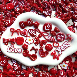<b>Red</b> Heart Bow Tie Plastic Ornaments Mixed Styles DIY Craft <b>Materials</b> For Valentine'S Day Decorations - Product Image 1