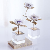 Nordique Design moderne lumière luxe laiton branche ornement naturel améthyste fleur salon Table basse entrée métal plante