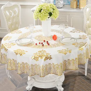 European Style Bronzing Pvc Plastic Table Cloths Home Round Waterproof Oil-Proof Disposable Hotel Restaurant Table Cloth//