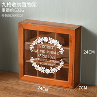 Boîte de rangement en bois, boîte décorative avec couvercle en verre, 9 compartiments, boîte à bijoux rectangulaire classique multifonctionnelle, boîte à souvenirs