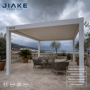 Jiake Waterproof Louvered Pergola with Electric Aluminum Roof for Hotel Terrace, Bioclimatic <strong>Gazebo</strong> OEM/ODM - Product Image 1
