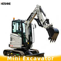 Mini-excavatrice compacte de 1 tonne, prête à l'emploi, avec chenilles et radiateur robustes, excavatrice hydraulique